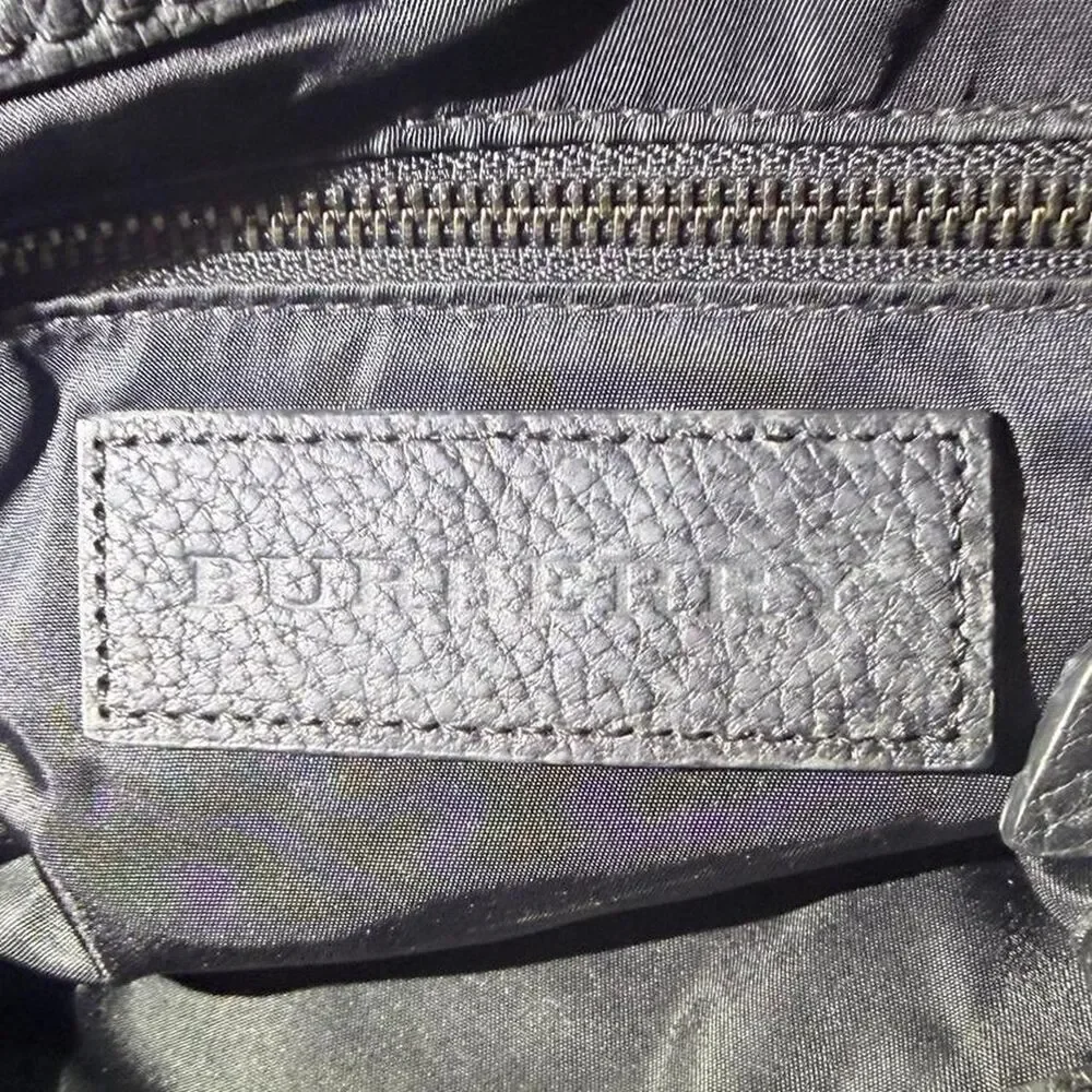 Burberry Logo Messenger Bag Olive Nylon Black Leather Trim Crossbody 17x14